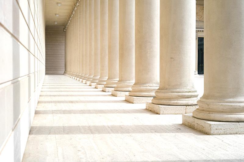 classic columns in a path